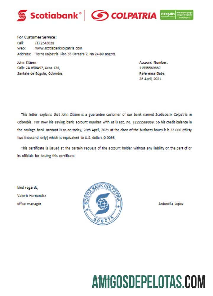 Referência Colômbia Scotiabank Colpatria exemplo